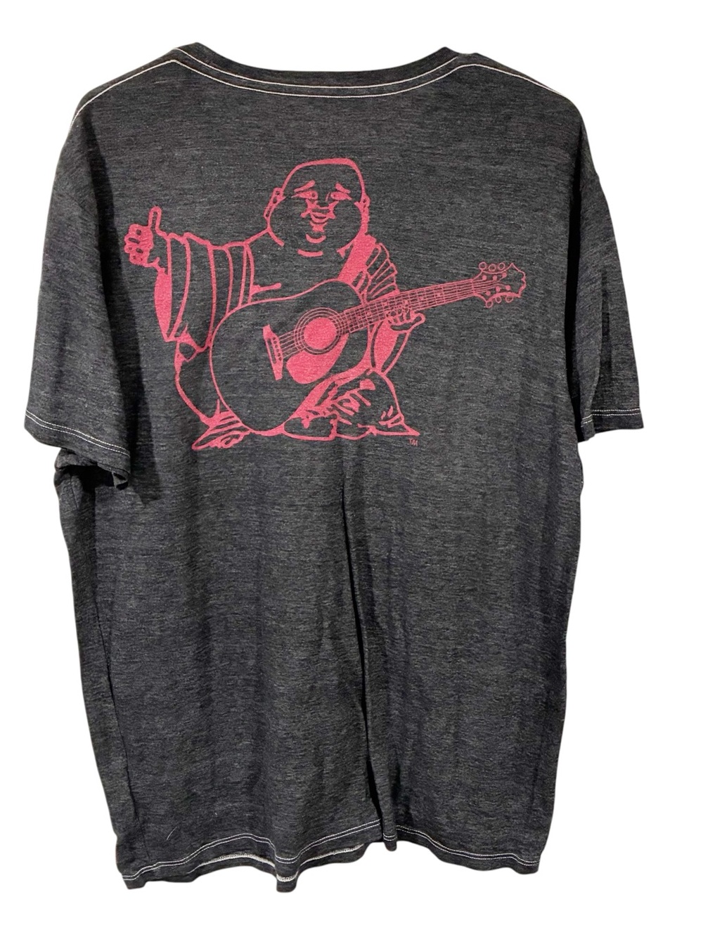 True Religion Faded Grey Big Buddha Mens Short Sleeve XXL Graphic Tshirt